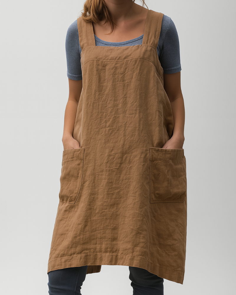 Casual Summer Dress with Pockets and Cotton Linen Blend - Olytrend