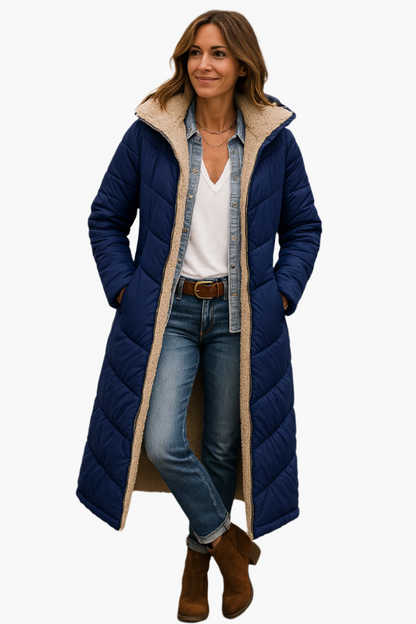 Soft Padded Long Down Coat for Women - Warm Winter Jacket