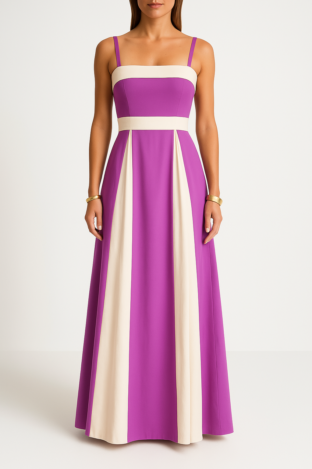 Ladies Long Strappy Dress - High Waisted - Multicolor Formal Gown - Nocini