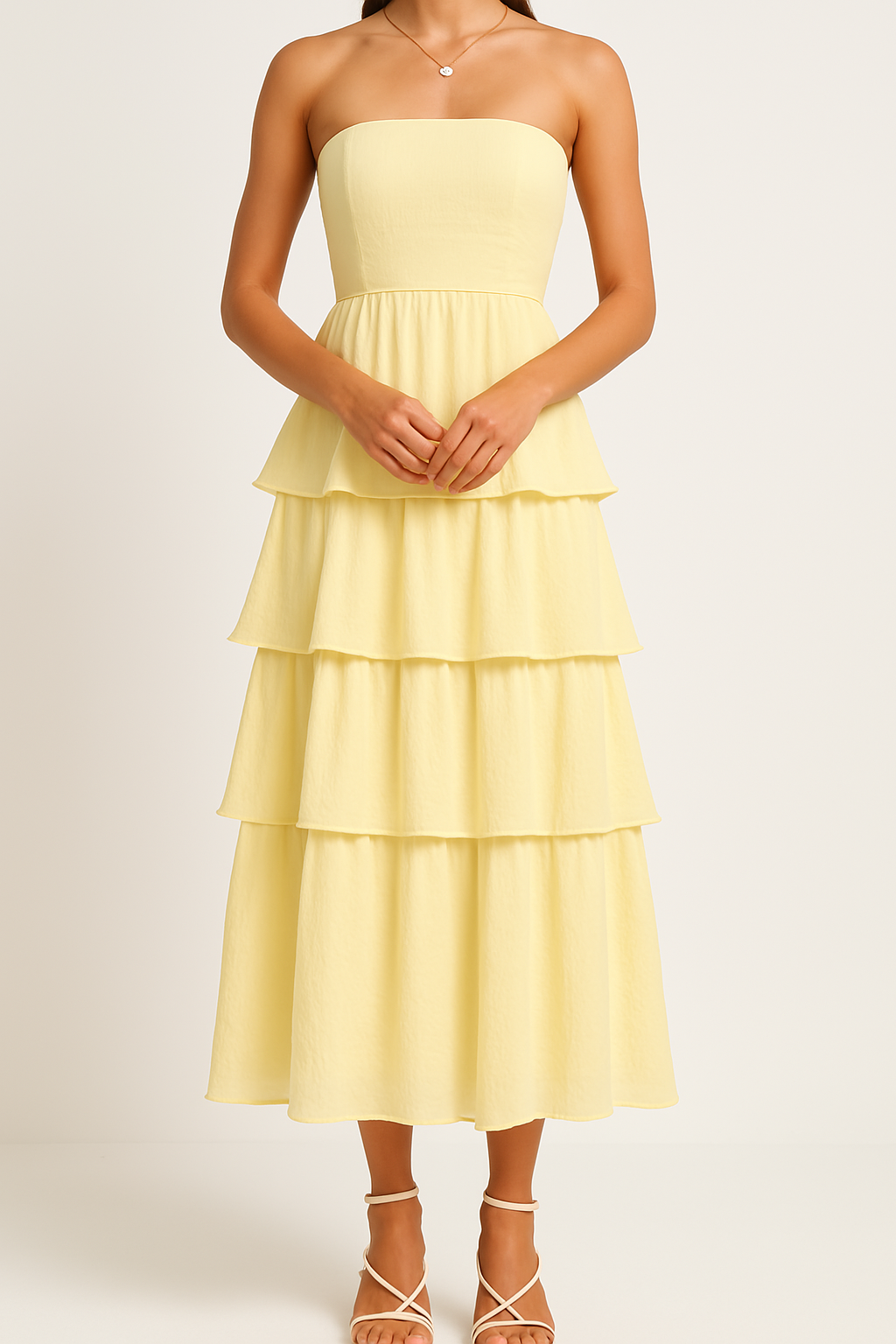 Chic Strapless Midi Dress for Women