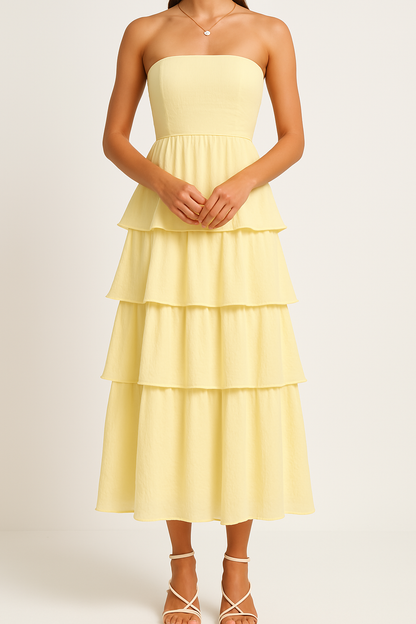 Chic Strapless Midi Dress for Women