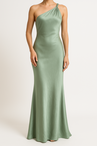 Elegant Satin One Shoulder Evening Gown