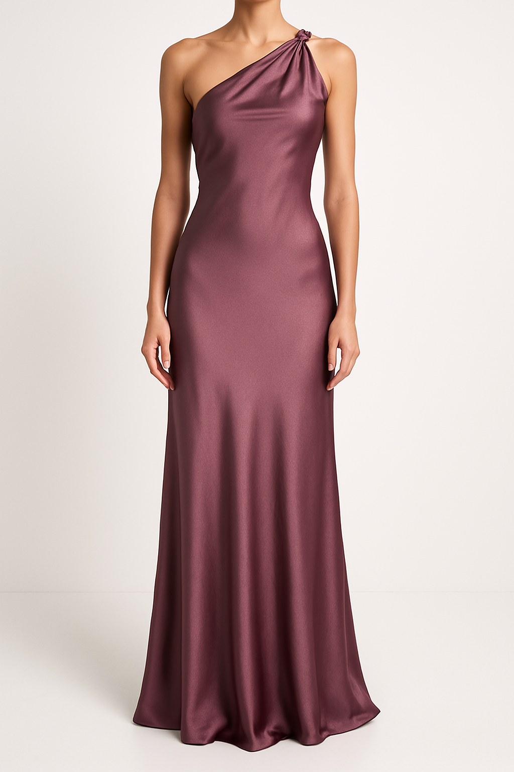 Luxurious Satin One Shoulder Formal Evening Gown Dress - Nocini