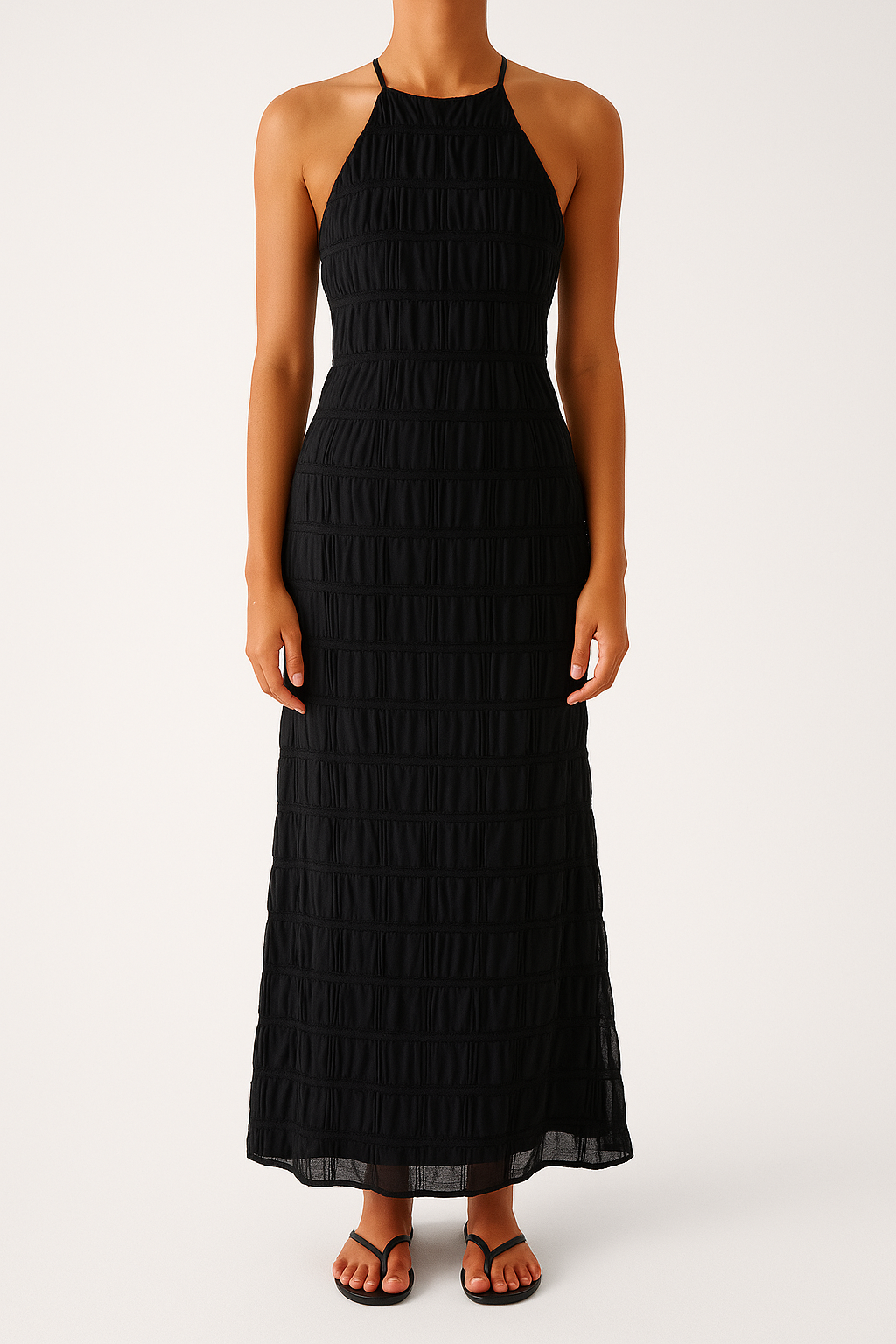 Elegant Long Maxi Dress with Halter Neck and Backless Design