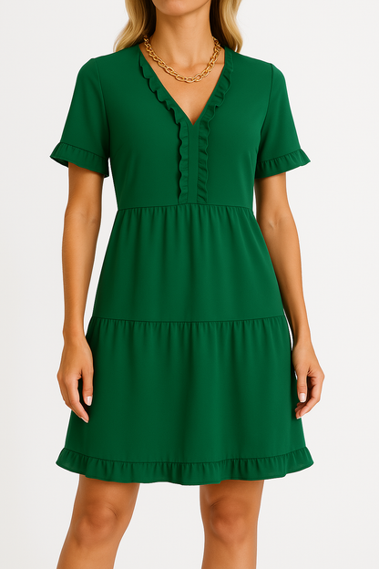 Relaxed Fit V-Neck Short Sleeve Women's Dress - Nocini