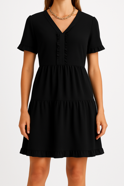 Relaxed Fit V-Neck Short Sleeve Women's Dress