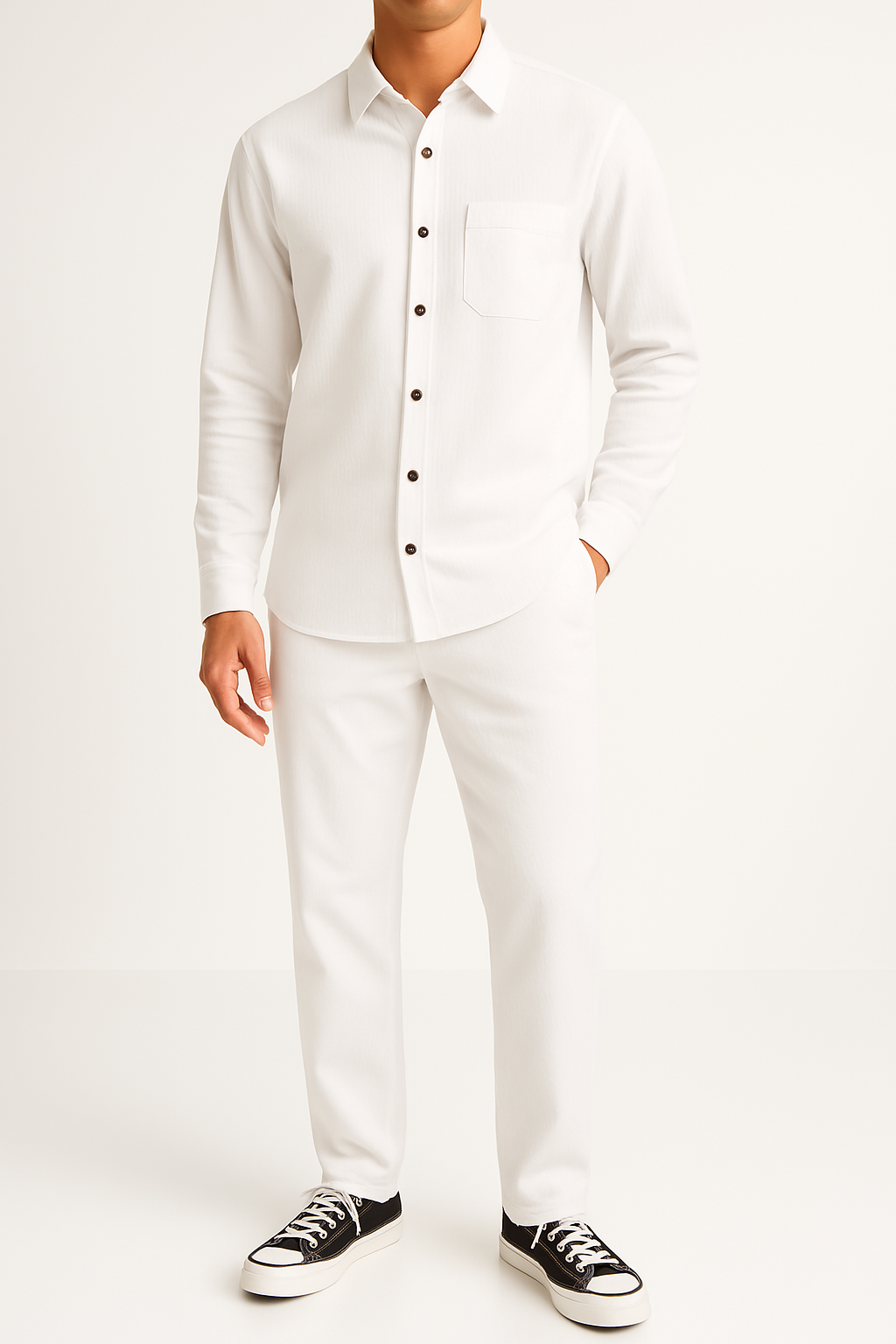 Casual Corduroy Shirt and Pants Set for Men - Nocini