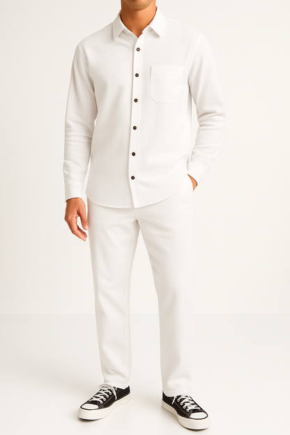 Casual Corduroy Shirt and Pants Set for Men - Nocini