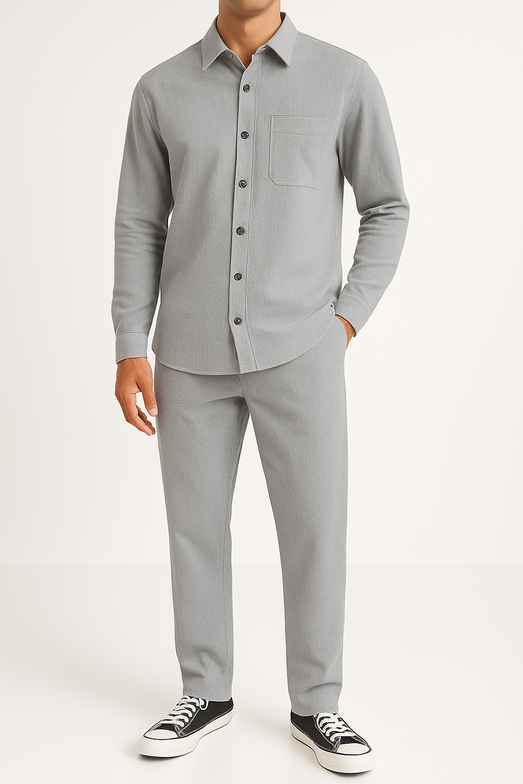 Casual Corduroy Shirt and Pants Set for Men
