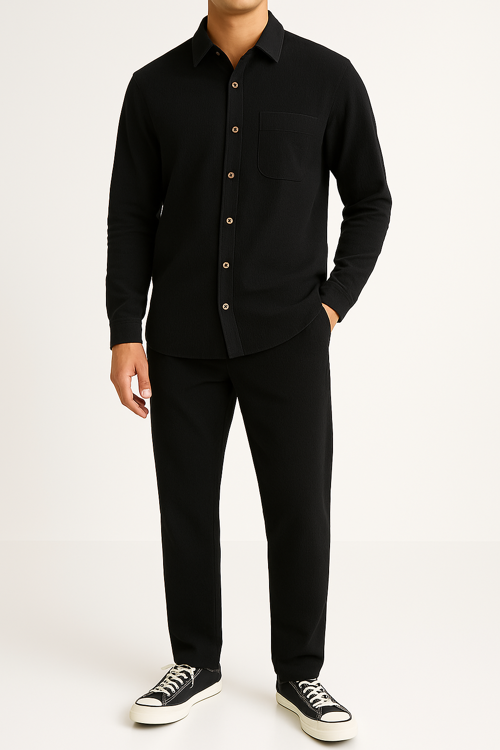 Casual Corduroy Shirt and Pants Set for Men