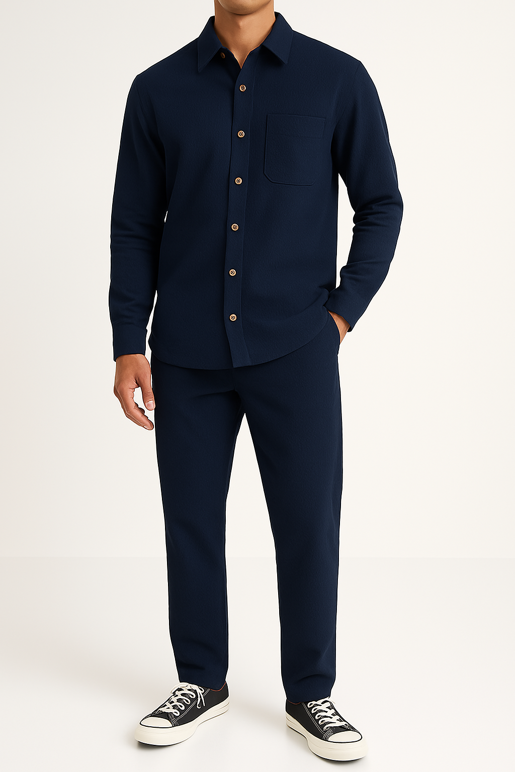 Casual Corduroy Shirt and Pants Set for Men