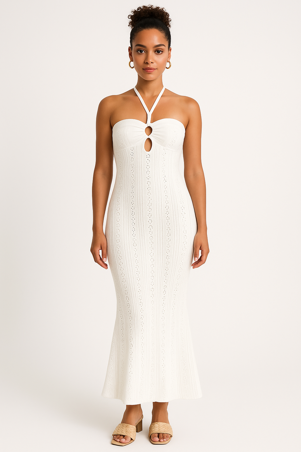 Sexy Crochet Halter Dress for Women - Nocini