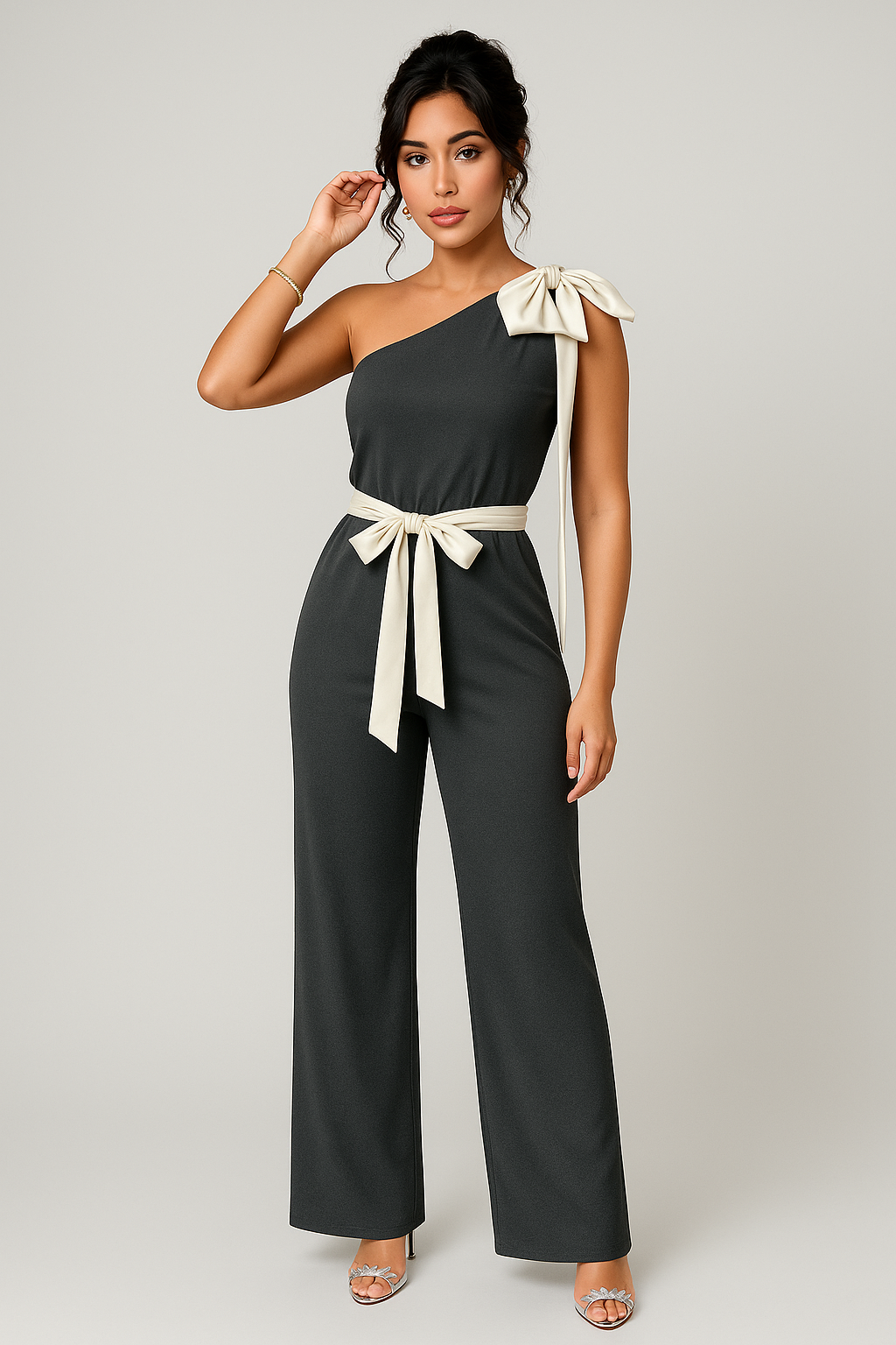 Elegant One Shoulder Satin Jumpsuit for Women