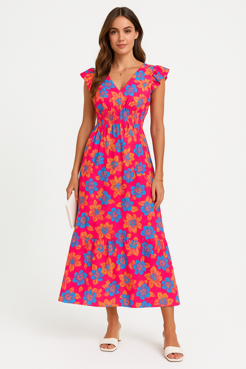 Loose Fit Summer Dress Floral V Neck Sleeveless - Nocini