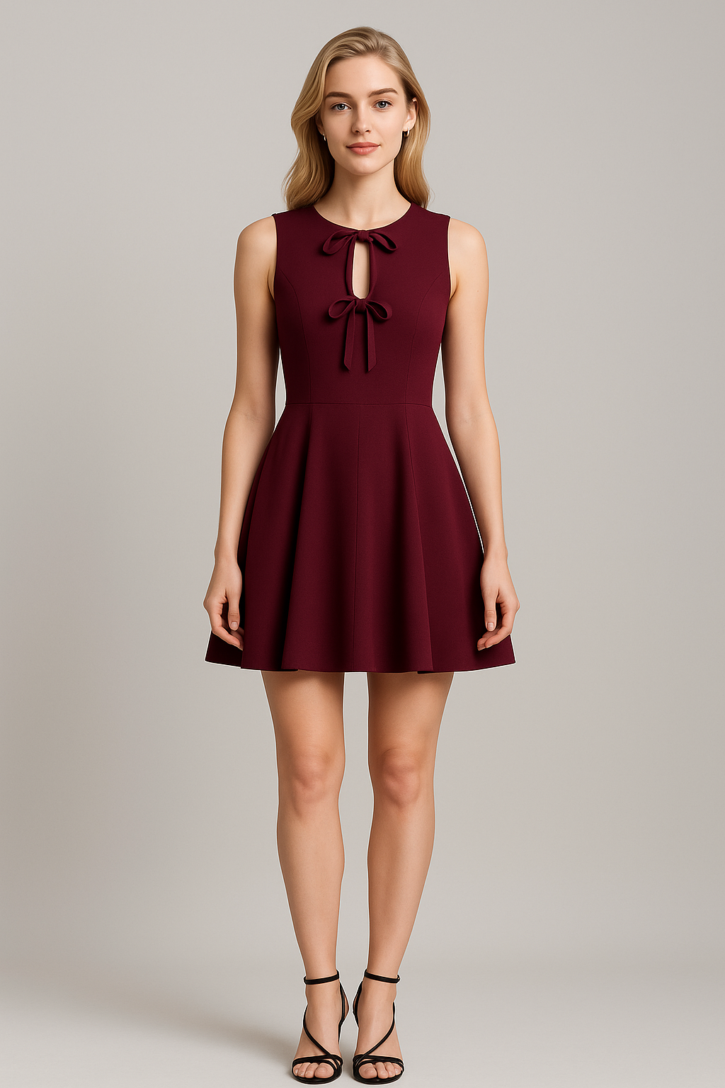 Women's Mini A-Line Dress with Bow Detail - Nocini