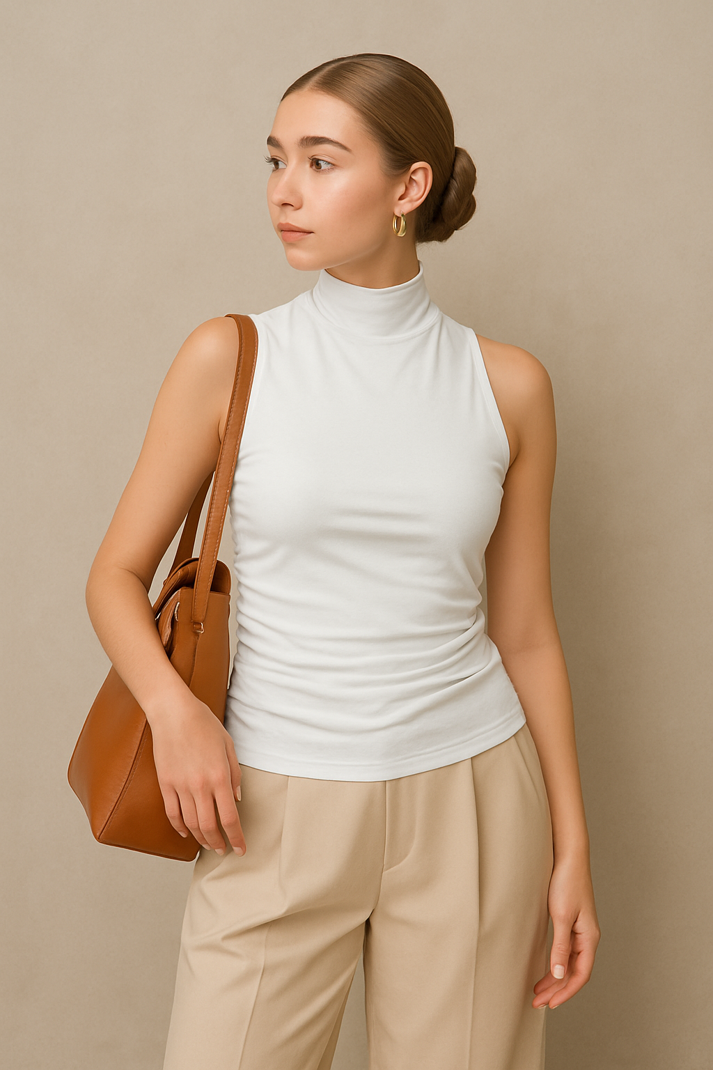 Feminine Fit Halter Top with Ruffled Waist and Backless Design