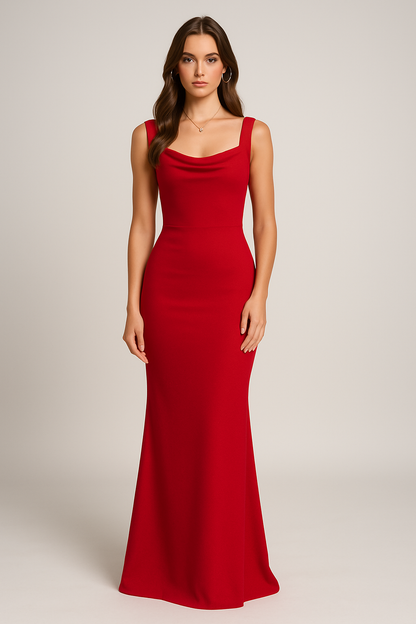 Elegant Women's Maxi Dress with V Neckline