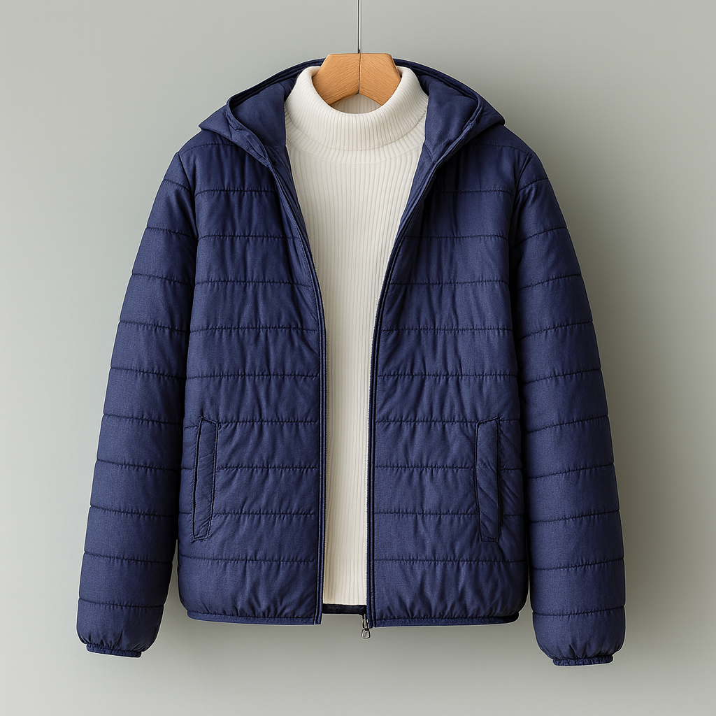 Warm Quilted Hoodie Jacket with Zip Pockets