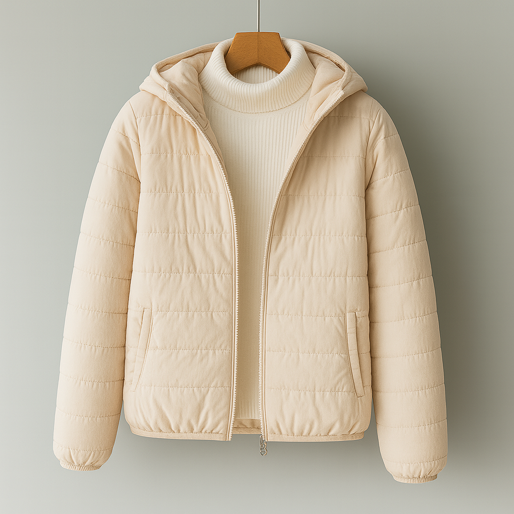 Warm Quilted Hoodie Jacket with Zip Pockets