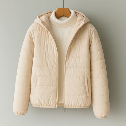 Warm Quilted Hoodie Jacket with Zip Pockets
