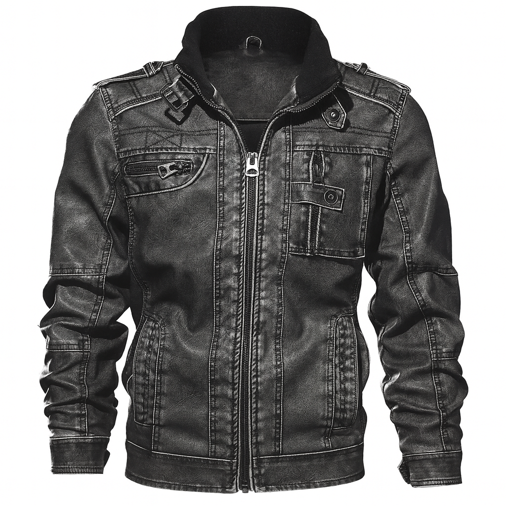 Men's Heavy Duty Biker Leather Jacket - Olytrend