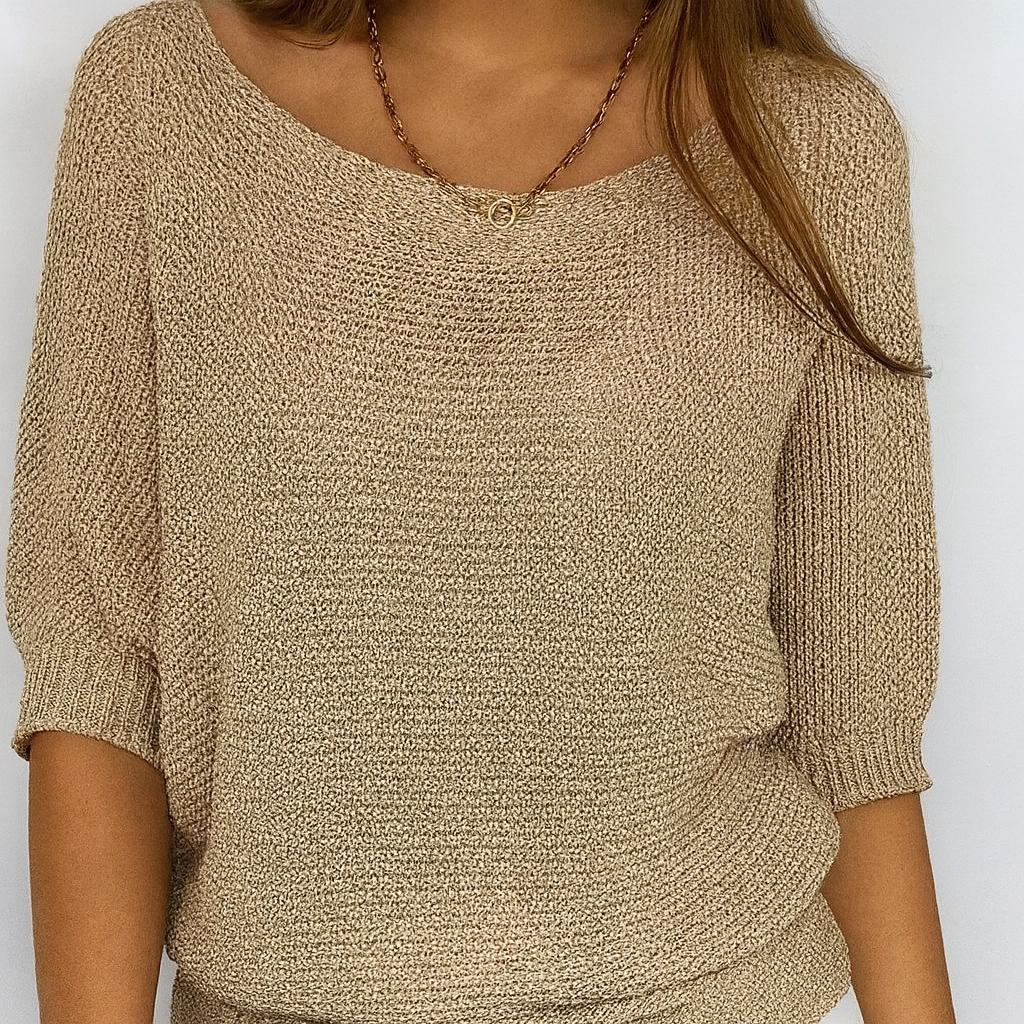 Casual Beige Crew Neck Knit Sweater - Olytrend