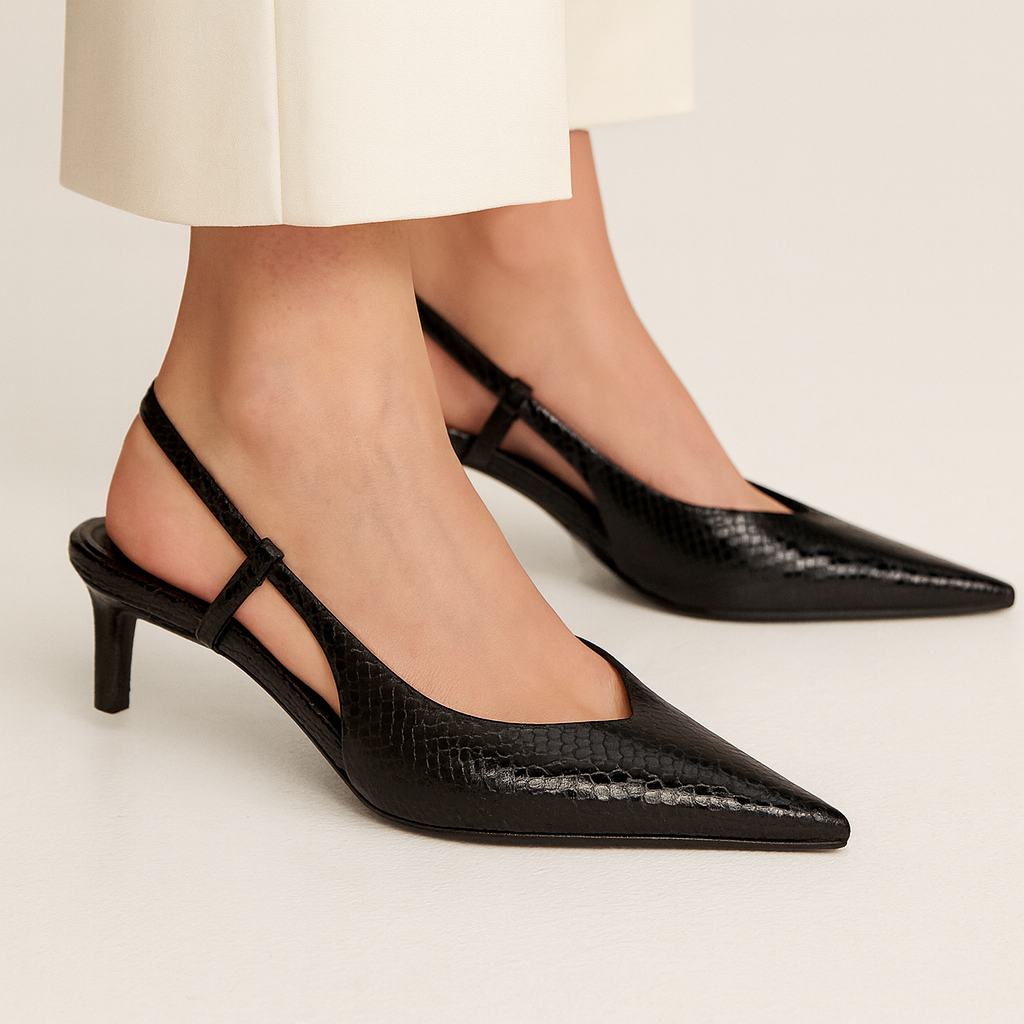 Low Heel Python Pumps