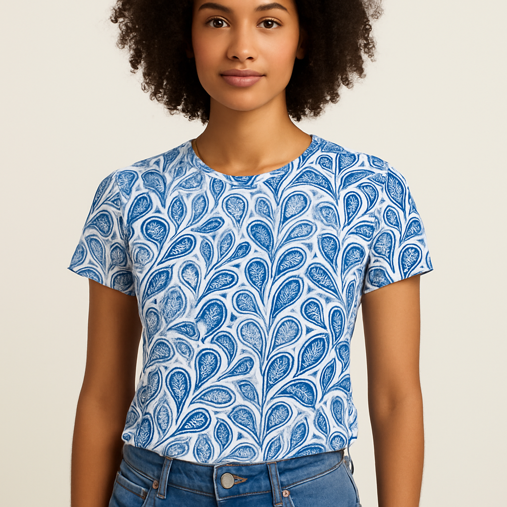 Ladies Classic Navy Tee Short Sleeve Round Neck - Olytrend