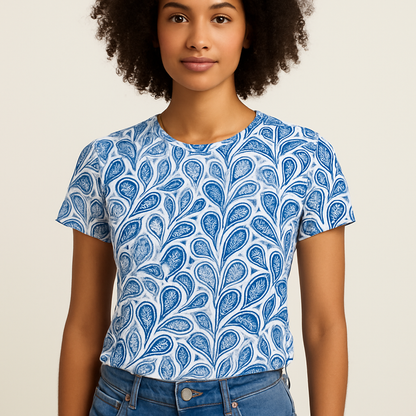 Ladies Classic Navy Tee Short Sleeve Round Neck - Olytrend