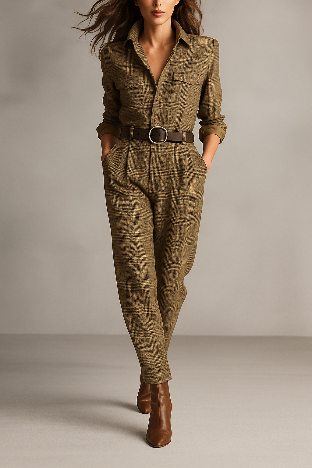 Chic Plaid Romper Suit - Olytrend