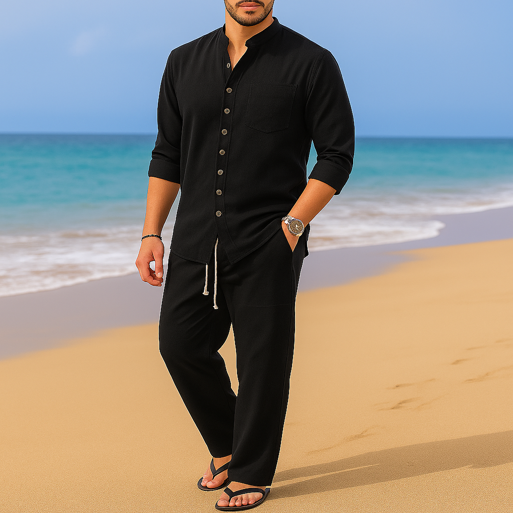 Classic Casual Cotton Blend Crew Neck Shirt