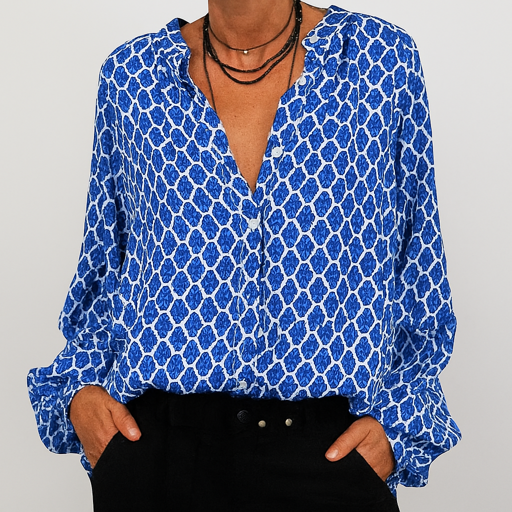 Stylish Women's V Neck Printed Top