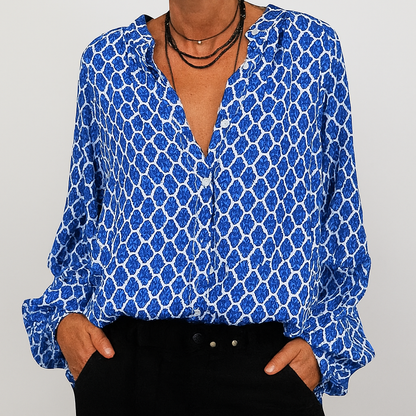 Stylish Women's V Neck Printed Top