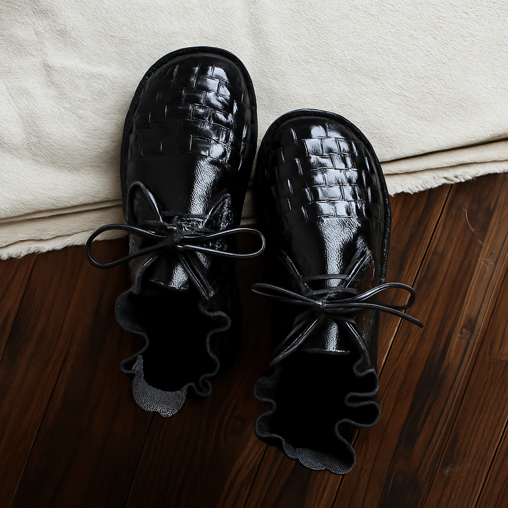 Vintage Boho Chic Leather Flat Shoes - Olytrend