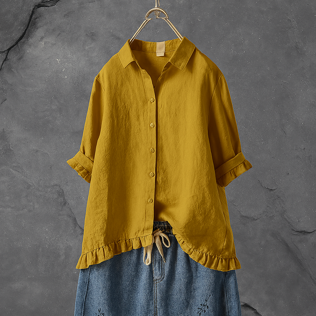 Classic Casual Ruffle Trim Shirt - Olytrend