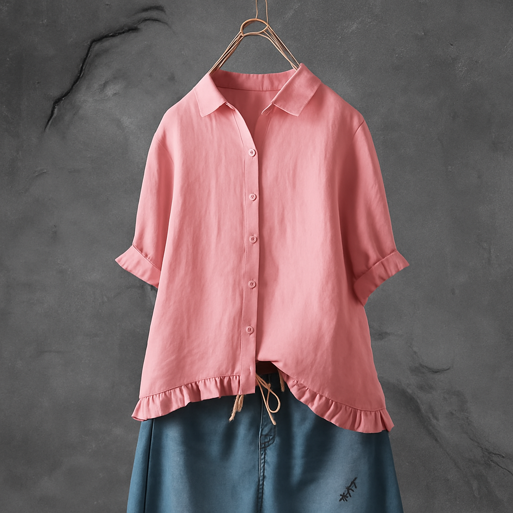 Classic Feminine Ruffle Trim Shirt