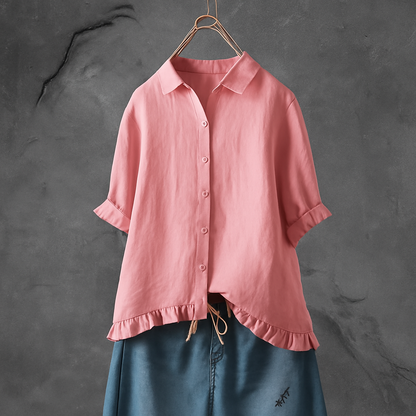 Classic Feminine Ruffle Trim Shirt