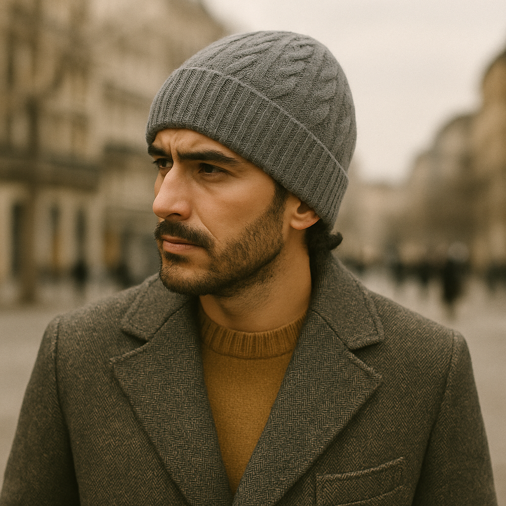 Premium Men's Ribbed Cashmere Winter Hat