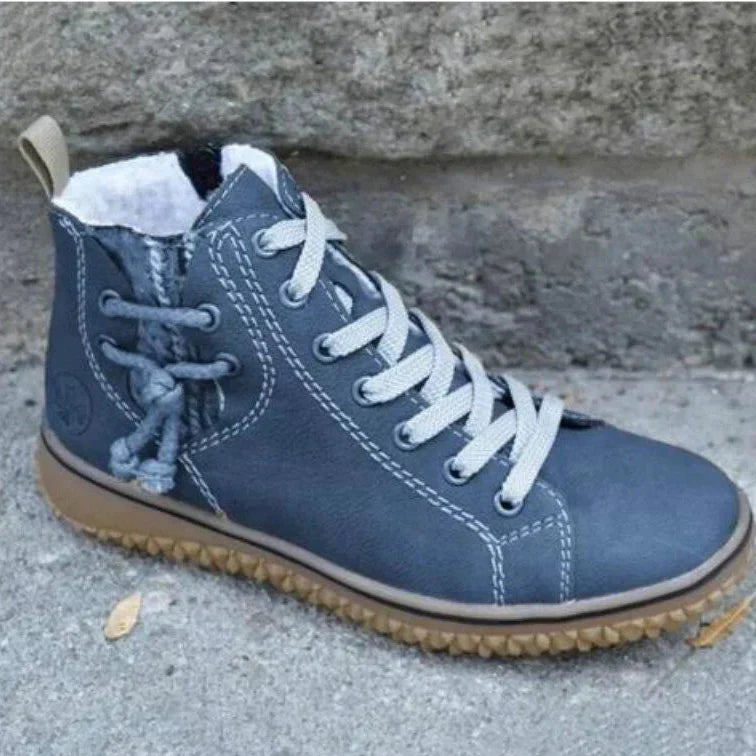 Ladies High Top Leather Sneakers with Cushioning