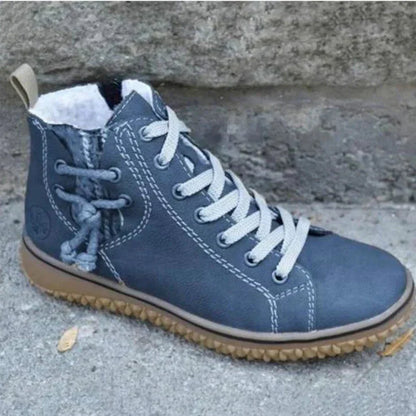 Ladies High Top Leather Sneakers with Cushioning