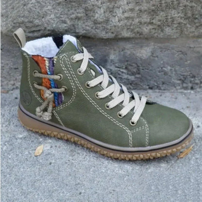 Ladies High Top Leather Sneakers with Cushioning