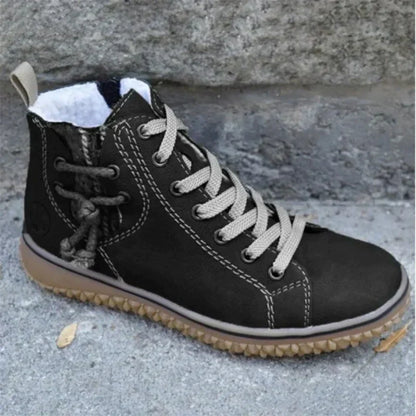 Ladies High Top Leather Sneakers with Cushioning