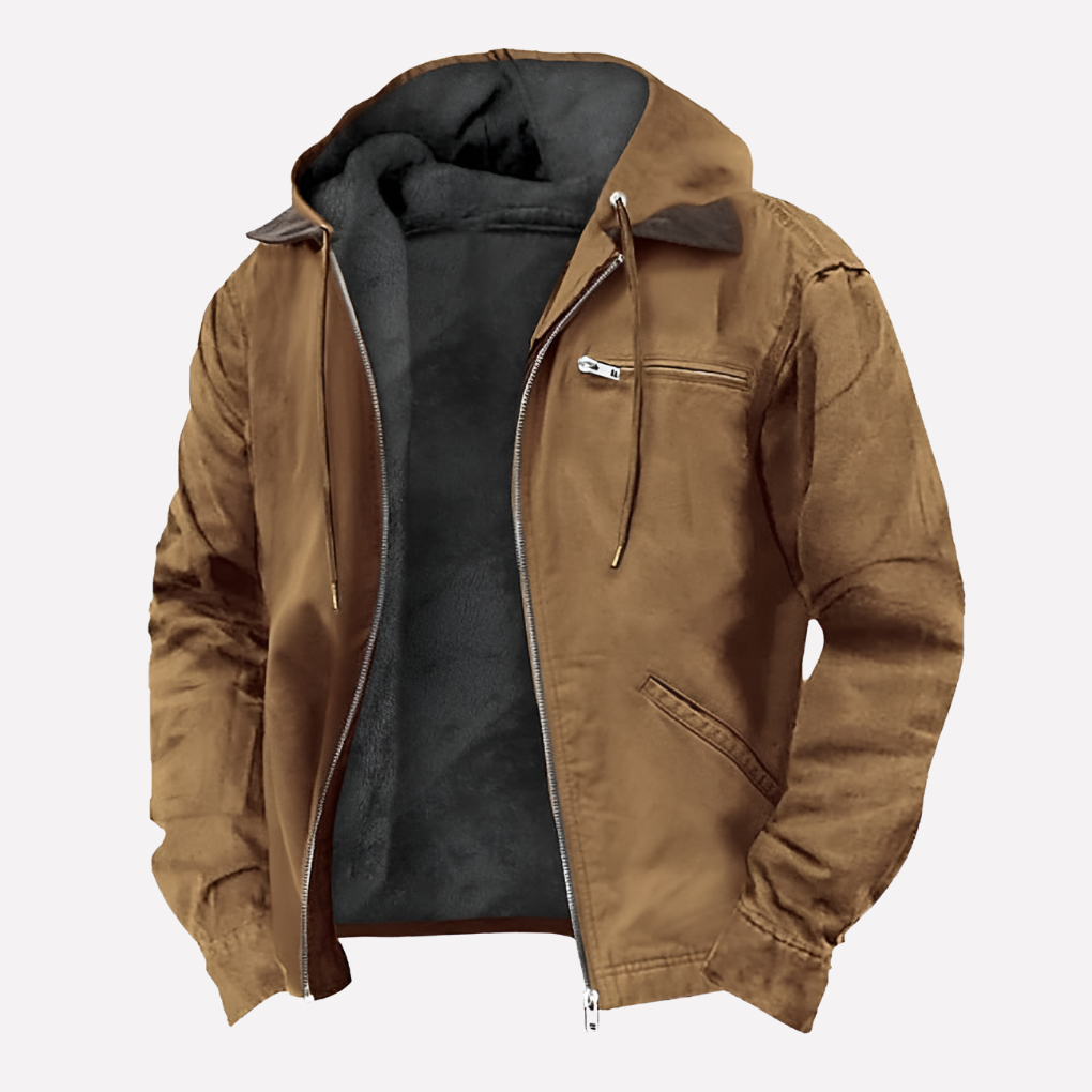 Waterproof Hooded Coat for Men with Zip Pockets - Olytrend