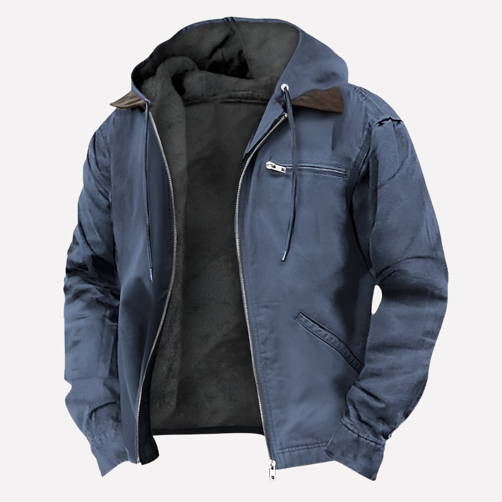 Waterproof Hooded Coat for Men with Zip Pockets