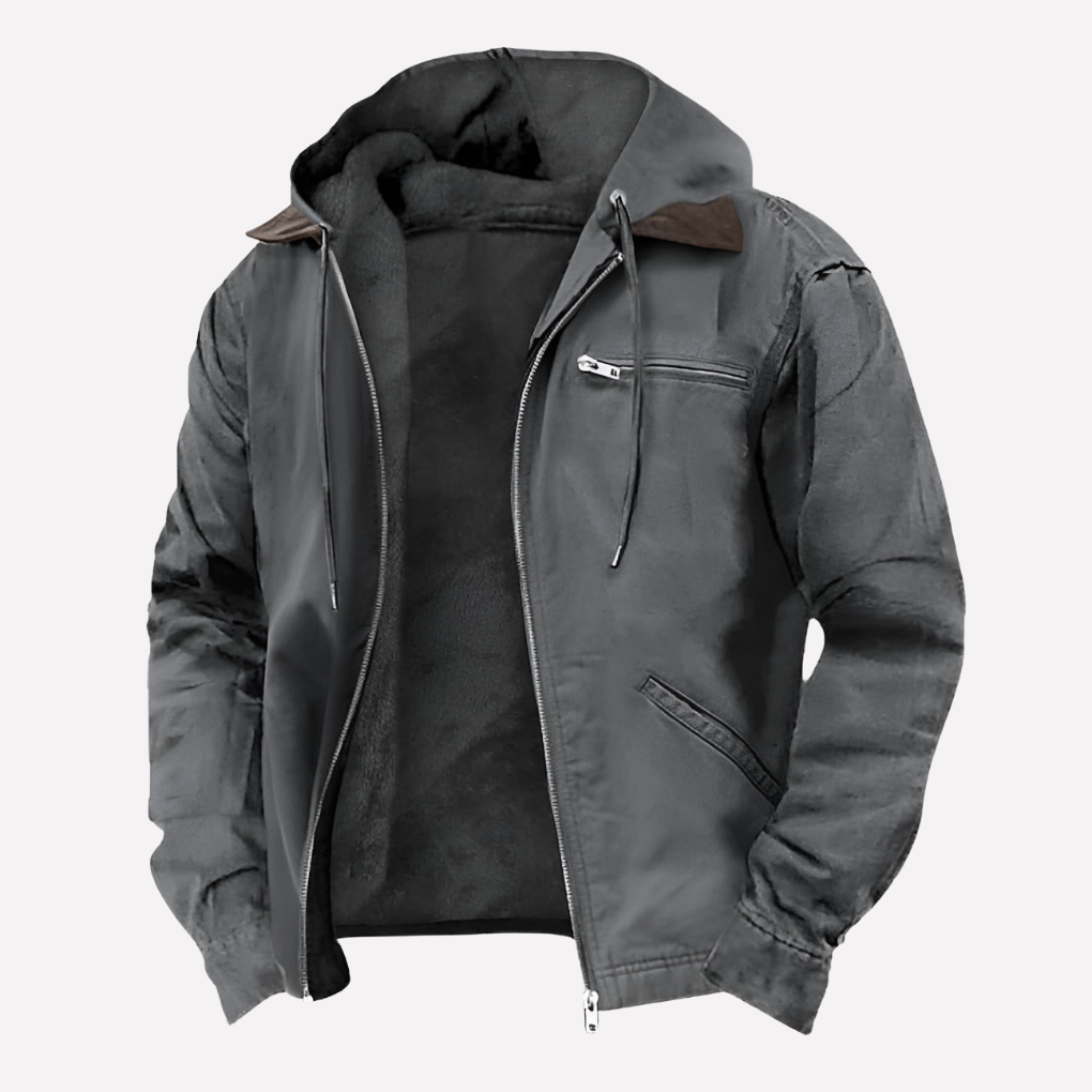 Waterproof Hooded Coat for Men with Zip Pockets