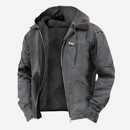 Waterproof Hooded Coat for Men with Zip Pockets