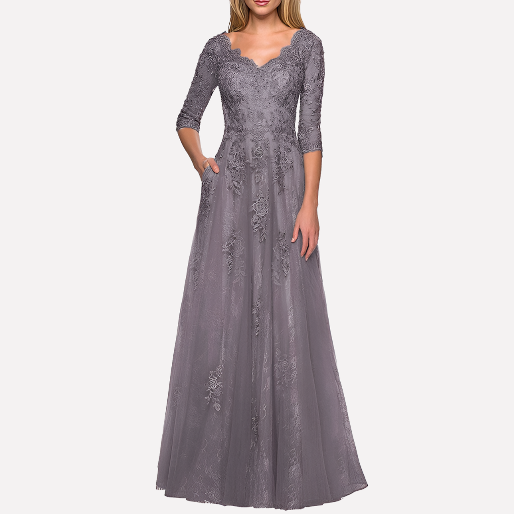 Stylish A-Line Dress with Simple Crew Neck - Olytrend
