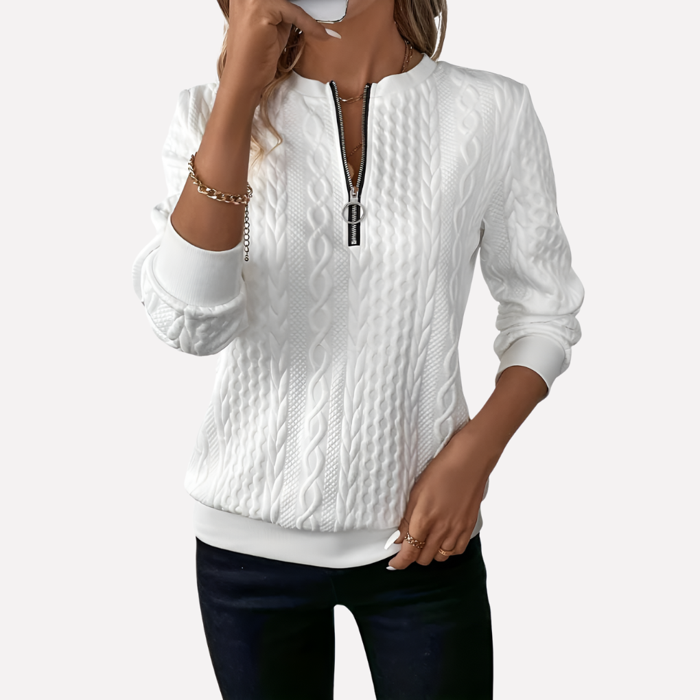 Cozy Women's Zip Front Knit Sweater - Olytrend