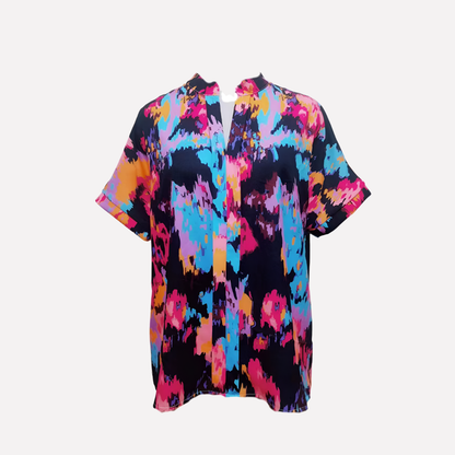 Relaxed Fit V-Neck Floral Print Woman's Blouse