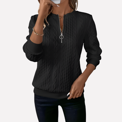 Cozy Women's Zip Front Knit Sweater